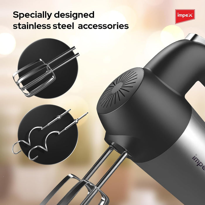 Impex HM3302 – 150W 5-Speed Hand Mixer with Turbo Function & Dough Hooks