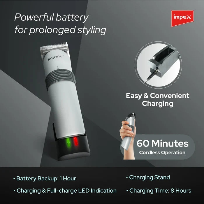 Impex IHC5 – Professional Cordless Hair Trimmer with Charging Stand
