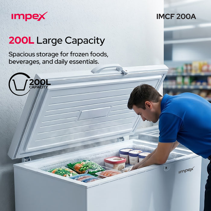 Impex IMCF200W 200L Chest Freezer | Lock & Key, Castor Wheels, R600A