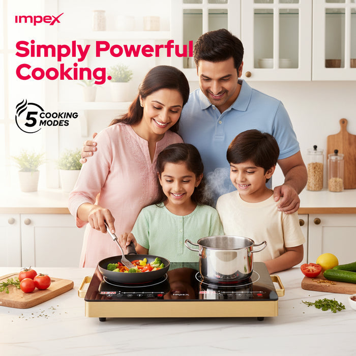 Impex IR-2704 Double Infrared Cooktop – 3600W, Touch Control, 5 Cooking Modes