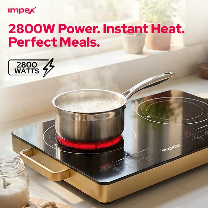 Impex IR-2704 Double Infrared Cooktop – 3600W, Touch Control, 5 Cooking Modes