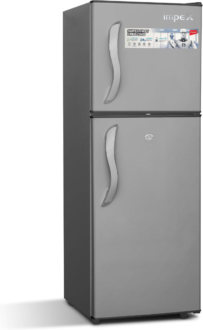 Impex IRF138C 138L Double Door Refrigerator-Freezer | Direct Cool | Dark Grey