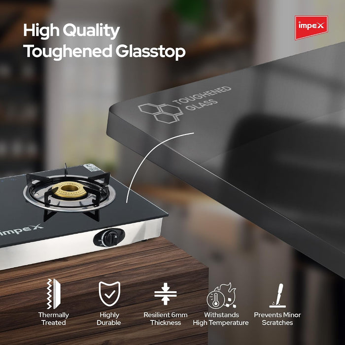 Impex LP Gas Stove 2-Burner Glass (IGS-1212F)