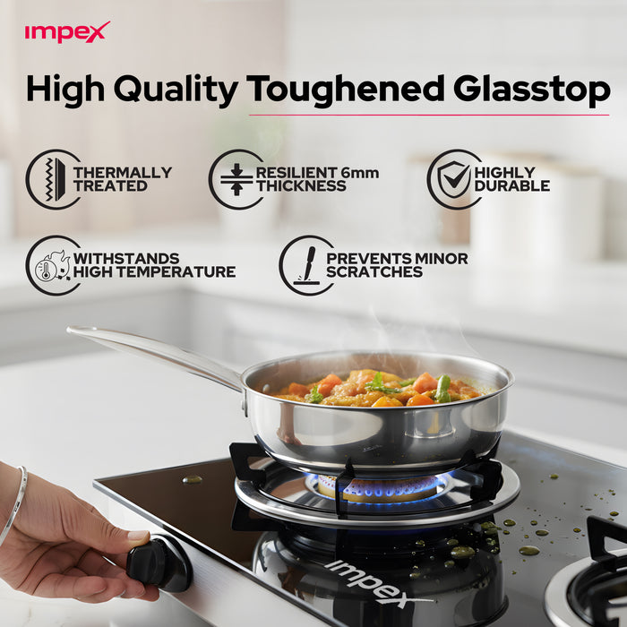 Impex LP Gas Stove 3Burner Glass (IGS 1213F)