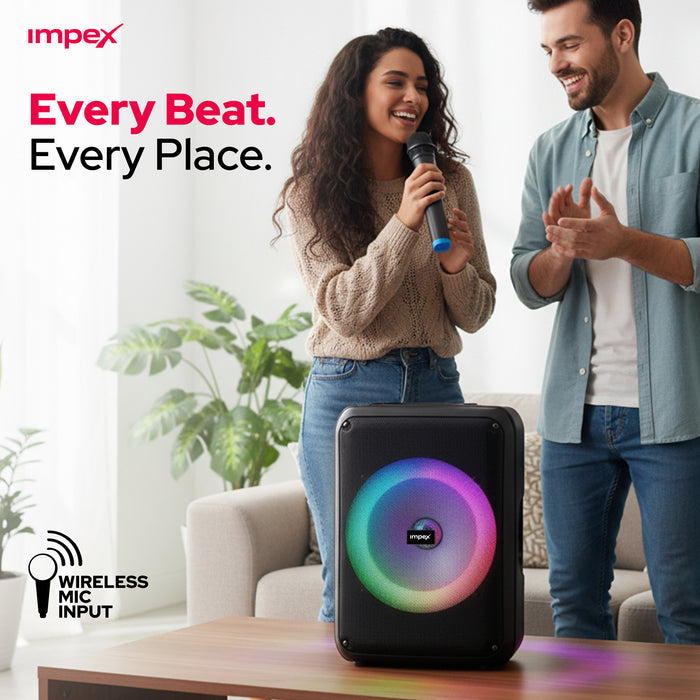 Impex TS-4001 Portable Speaker System – 800W PMPO, Bluetooth, TWS & Wireless Mic