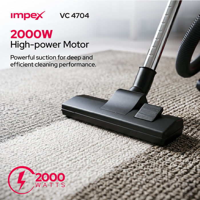 Impex VC4704 Drum Vacuum Cleaner – 2200W, 21L Capacity, Blower Function & Metal Body