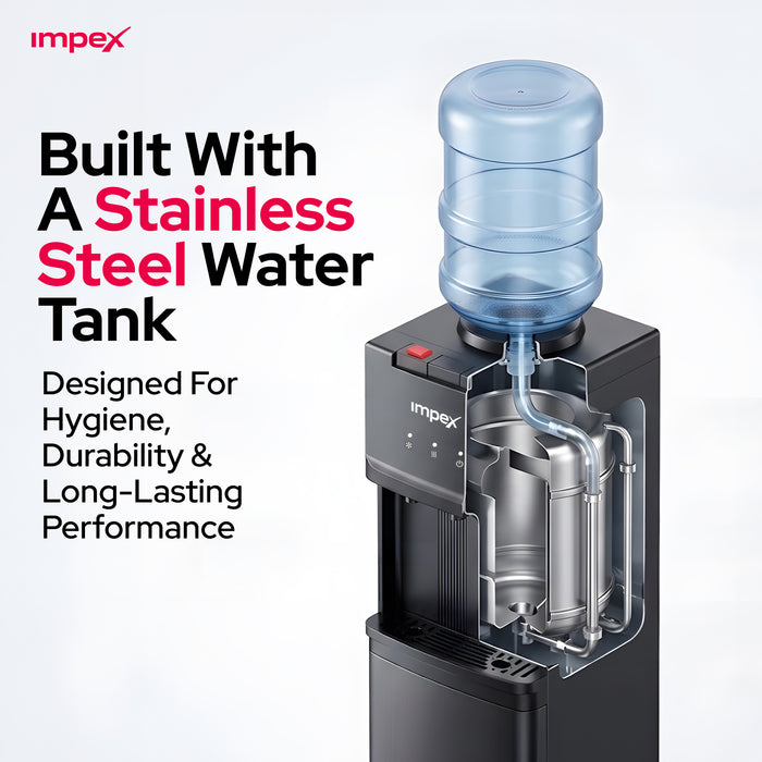 Impex WD3902C 3-Tap Water Dispenser – Compressor Cooling, 304 Stainless Steel Tank