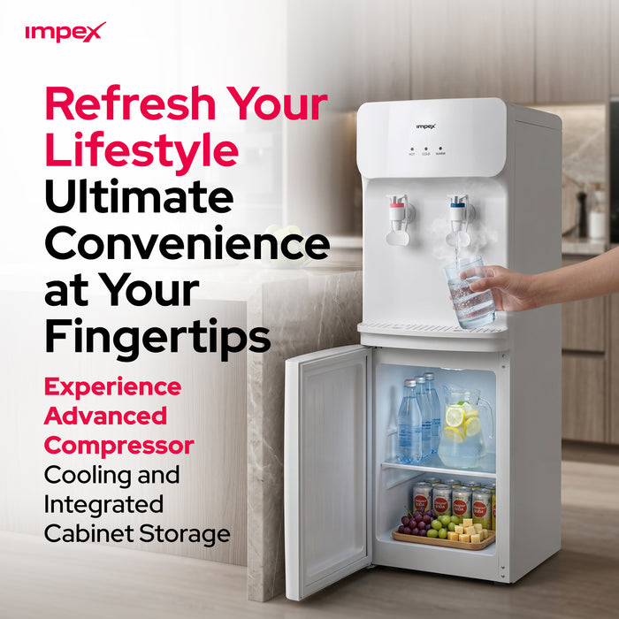 Impex WD3904B 2-Tap Water Dispenser – Compressor Cooling, 304 Stainless Steel Tank
