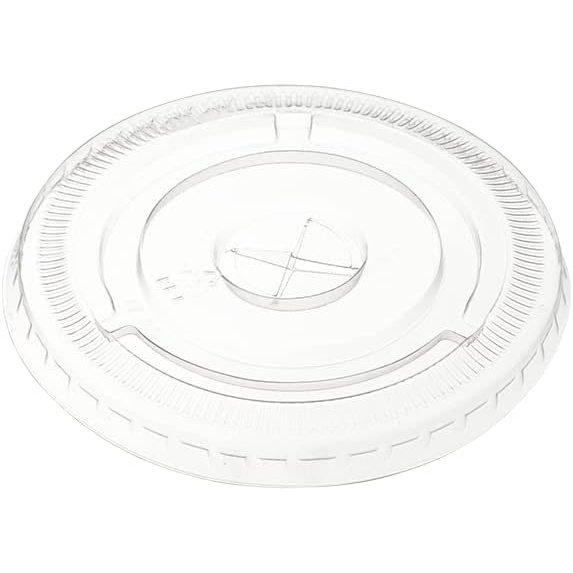 Lid - Plastic Cup Flat Clear PET (X-Slot, 98mm), 1000 Count