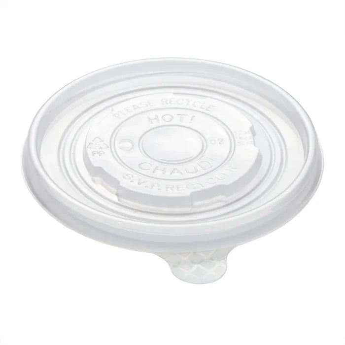 Lids - Vented PP for Paper Soup Cups (115mm, 12-32oz, Clear), 500 Count