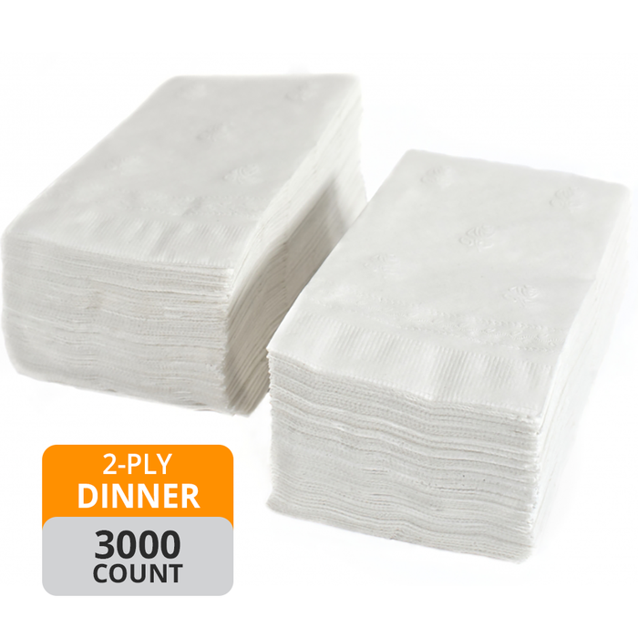 MPI Dinner Napkins (2-Ply, 1/8 Fold, White), 3000 Count