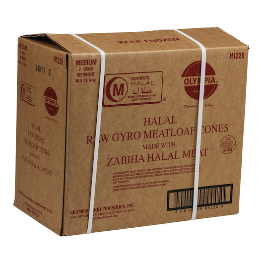 Olympia Raw Gyro Medium Meatloaf Cone 8.8kg - 2 Cone