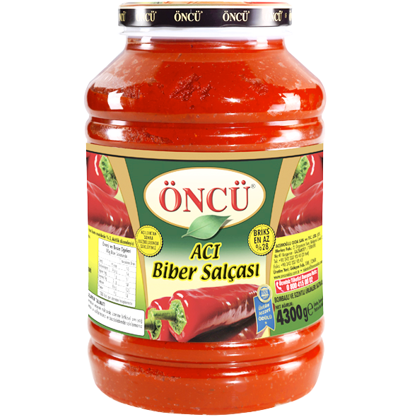 ONCU Hot Chili Pepper Paste (28% BRIX, Jar), 4.3kg