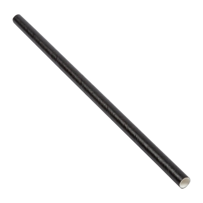 Paper Straw 6in Wrapped Black 500bx