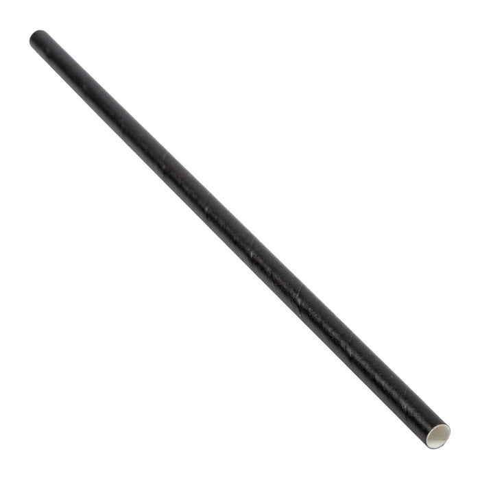 Paper Straw 8in Wrapped Black 250bx