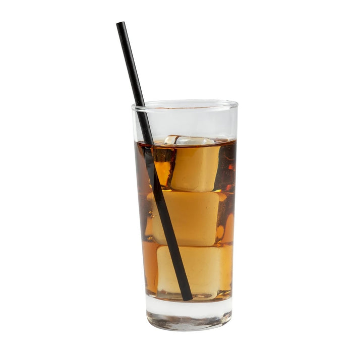 Paper Straw 8in Wrapped Black 250bx
