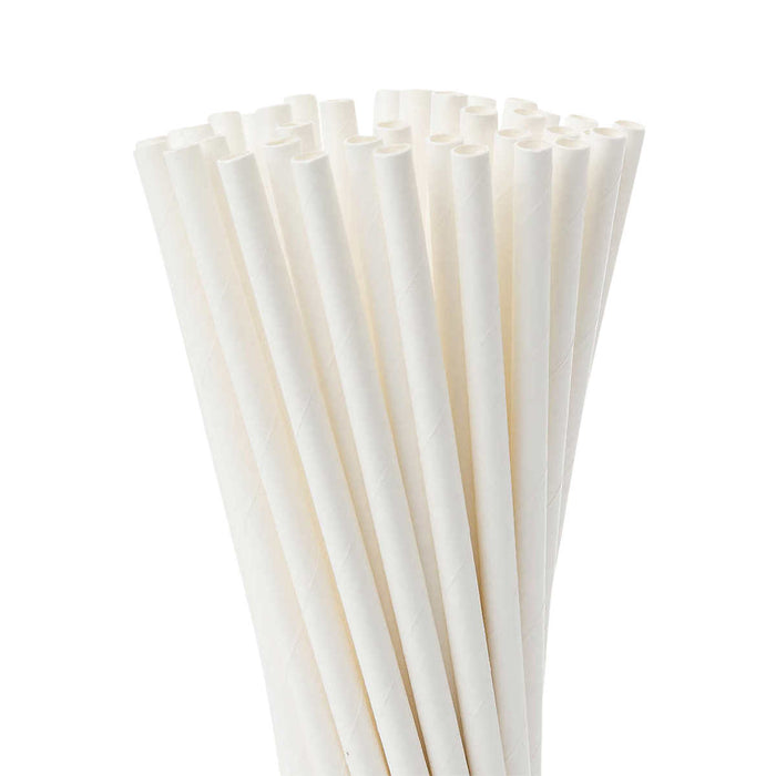 Paper Straw 8in Wrapped White 250bx