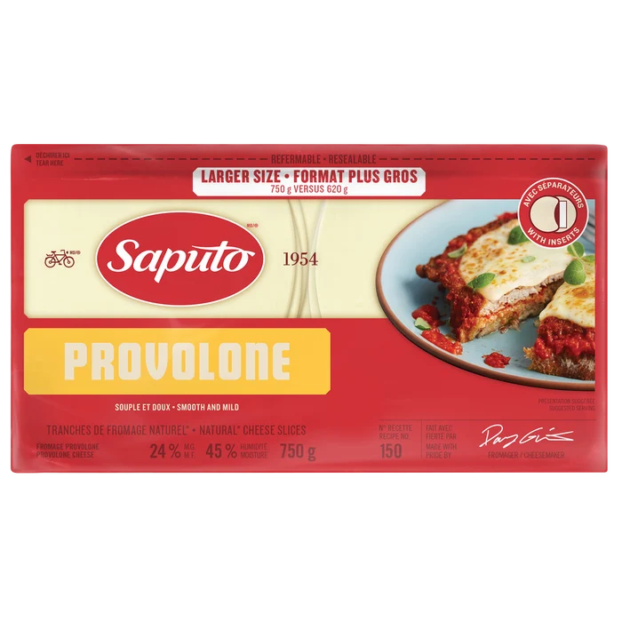 Provolone Cheese Slices (24%M.F.), 750g