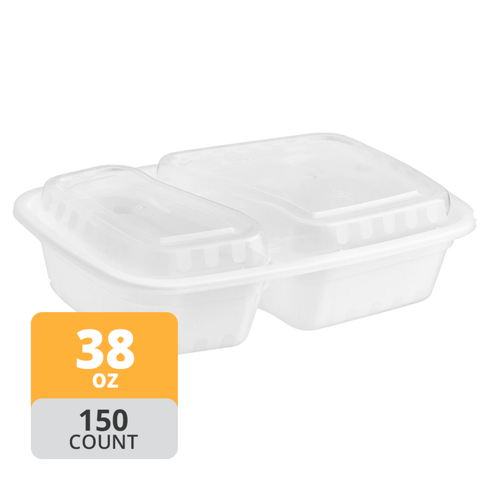 Rectangular PP 2-Comp Container & Lid (32oz, Premium), 150 Count
