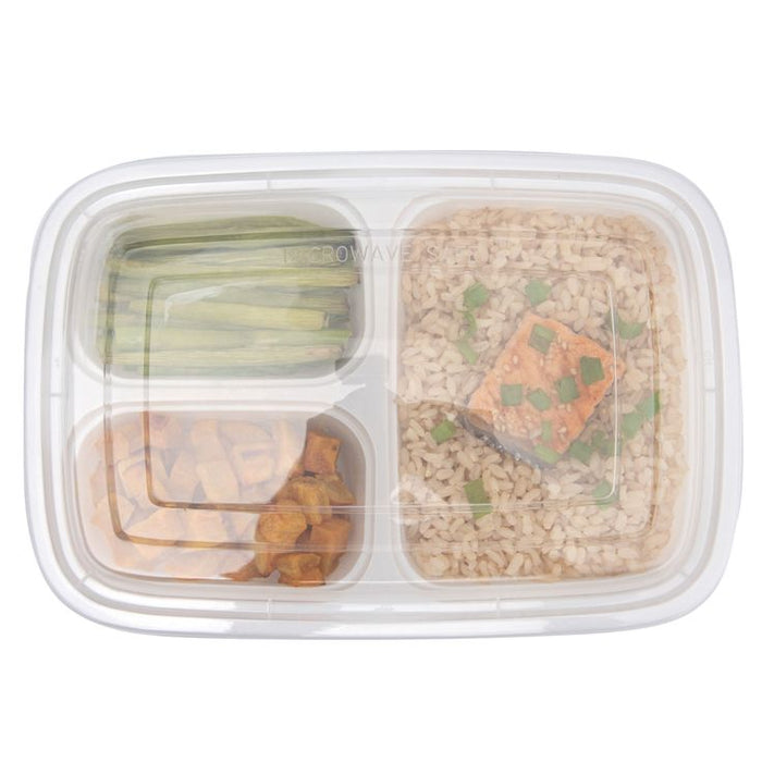 Rectangular PP 3-Comp Container & Lid (32oz, Premium), 150 Count