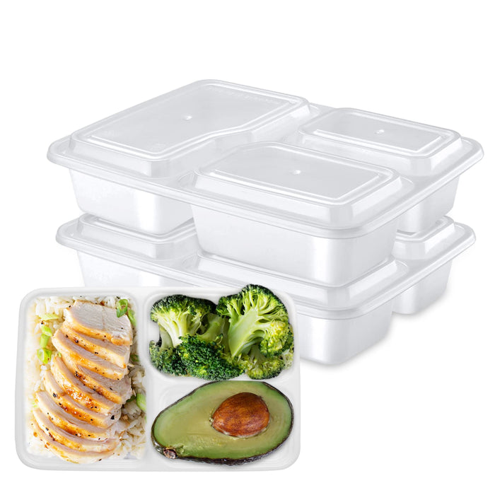 Rectangular PP 3-Comp Container & Lid (32oz, Premium), 150 Count