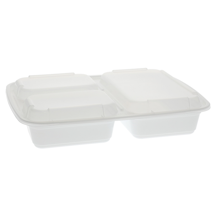 Rectangular PP 3-Comp Container & Lid (32oz, Premium), 150 Count