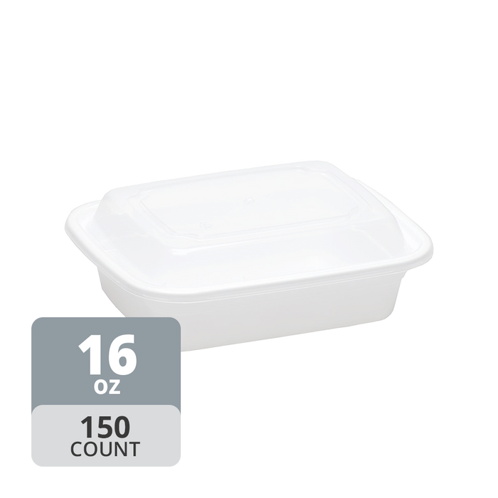 Rectangular PP Container & Lid (16oz, Standard), 150 Count