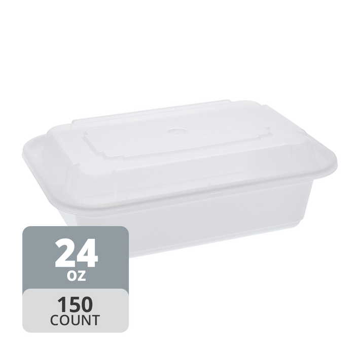 Rectangular PP Container & Lid (24oz, Standard), 150 Count