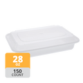 Rectangular PP Container & Lid (28oz, Premium), 150 Count