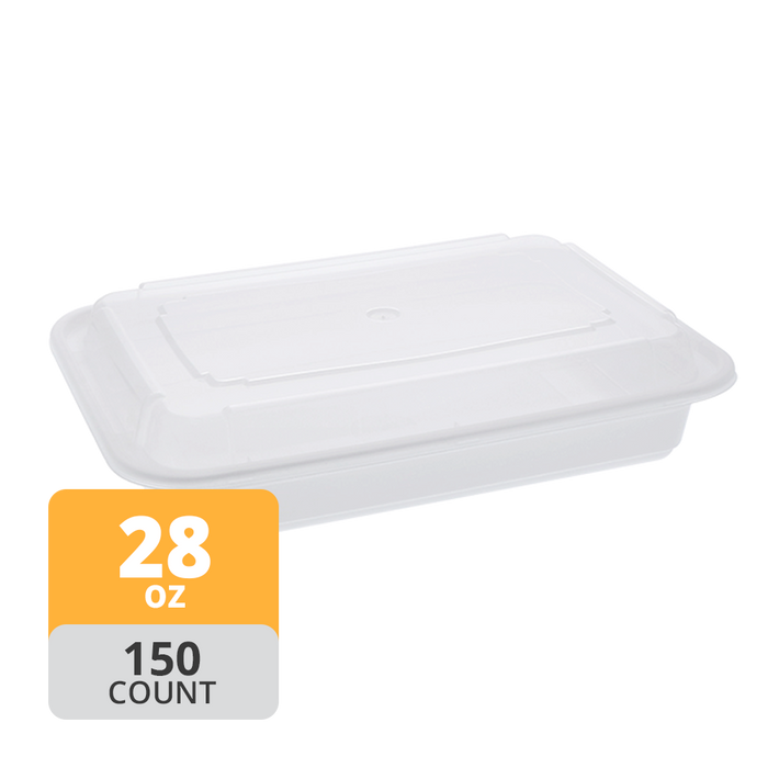 Rectangular PP Container & Lid (28oz, Premium), 150 Count