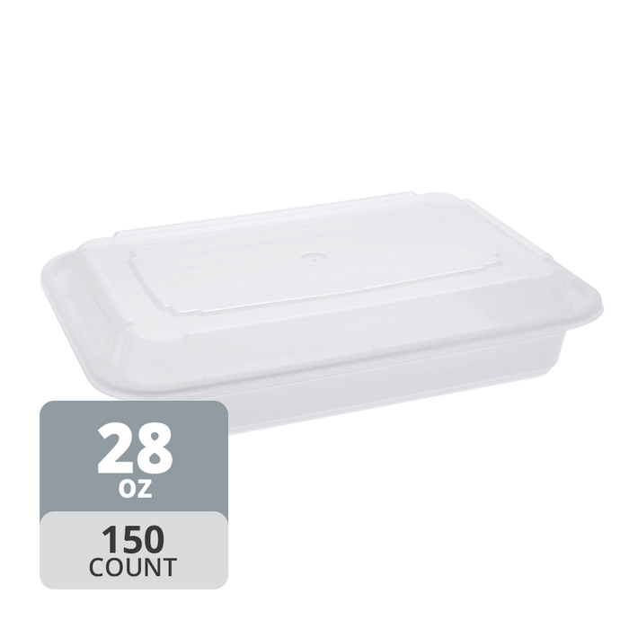 Rectangular PP Container & Lid (28oz, Standard), 150 Count
