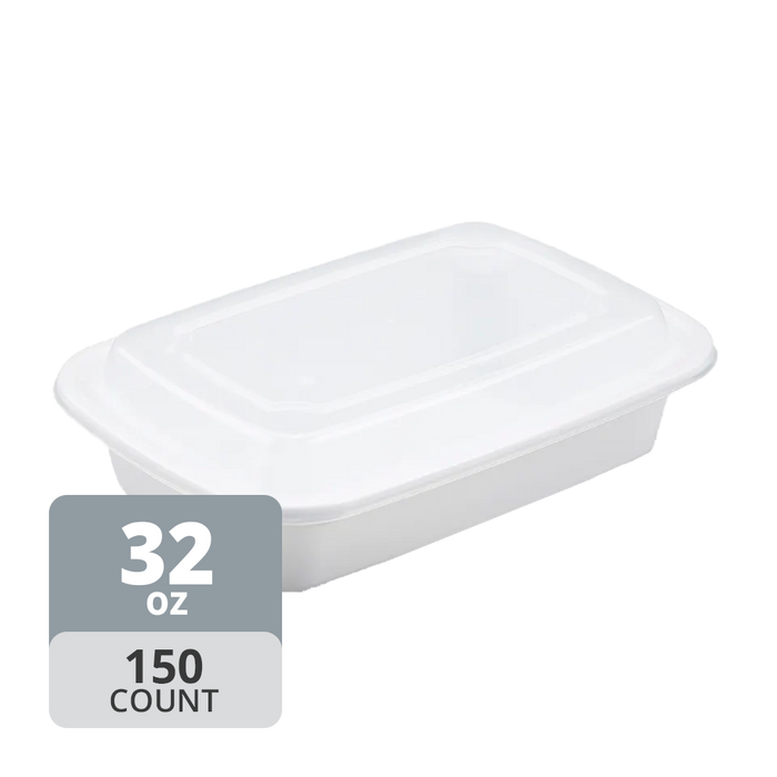 Rectangular PP Container & Lid (32oz, Standard), 150 Count