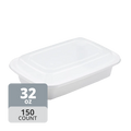 Rectangular PP Container & Lid (32oz, Standard), 150 Count