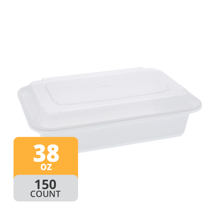 Rectangular PP Container & Lid (38oz, Premium), 150 Count