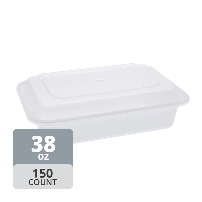 Rectangular PP Container & Lid (38oz, Standard), 150 Count