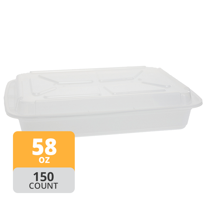 Rectangular PP Container & Lid (58oz, Premium), 150 Count