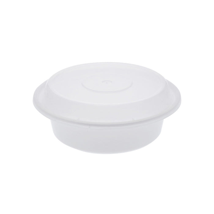 Round 6in PP Container & Lid (16oz, Standard, White), 150 Count