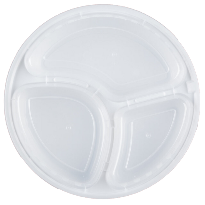 Round 9in PP 3-Comp Container & Lid (33oz, Premium), 150 Count