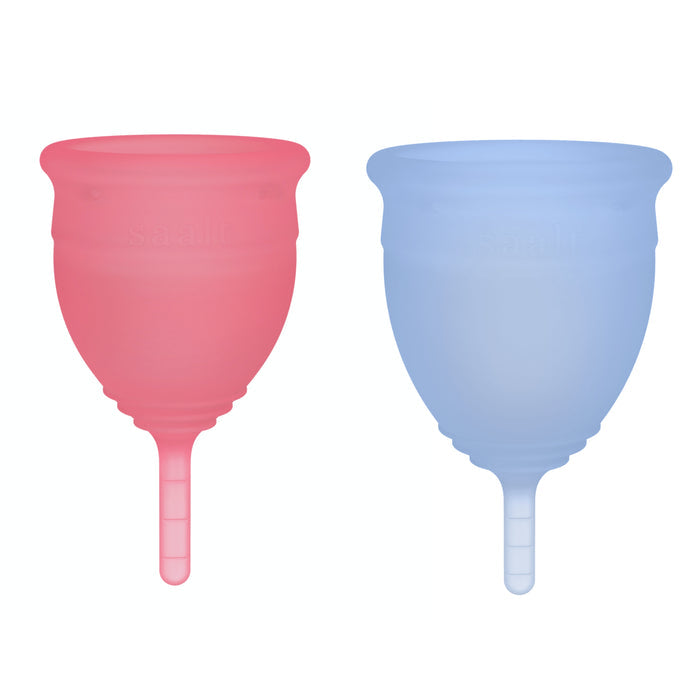 Saalt Menstrual Cup Duo Pack Original - Small Himalayan Pink & Regular Ocean Blue (2 Pack)