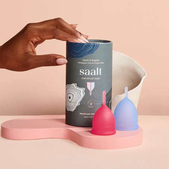 Saalt Menstrual Cup Duo Pack Original - Small Himalayan Pink & Regular Ocean Blue (2 Pack)