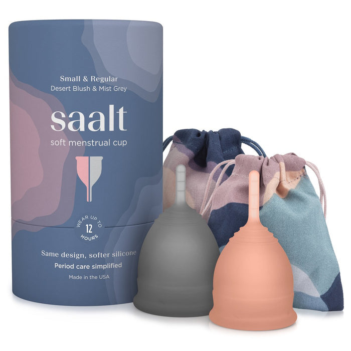 Saalt Menstrual Cup Duo Pack Soft - Small Desert Blush & Regular Mist Grey (2 Pack)