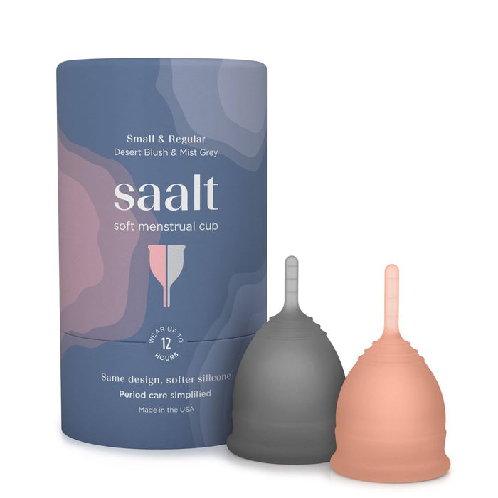 Saalt Menstrual Cup Duo Pack Soft - Small Desert Blush & Regular Mist Grey (2 Pack)