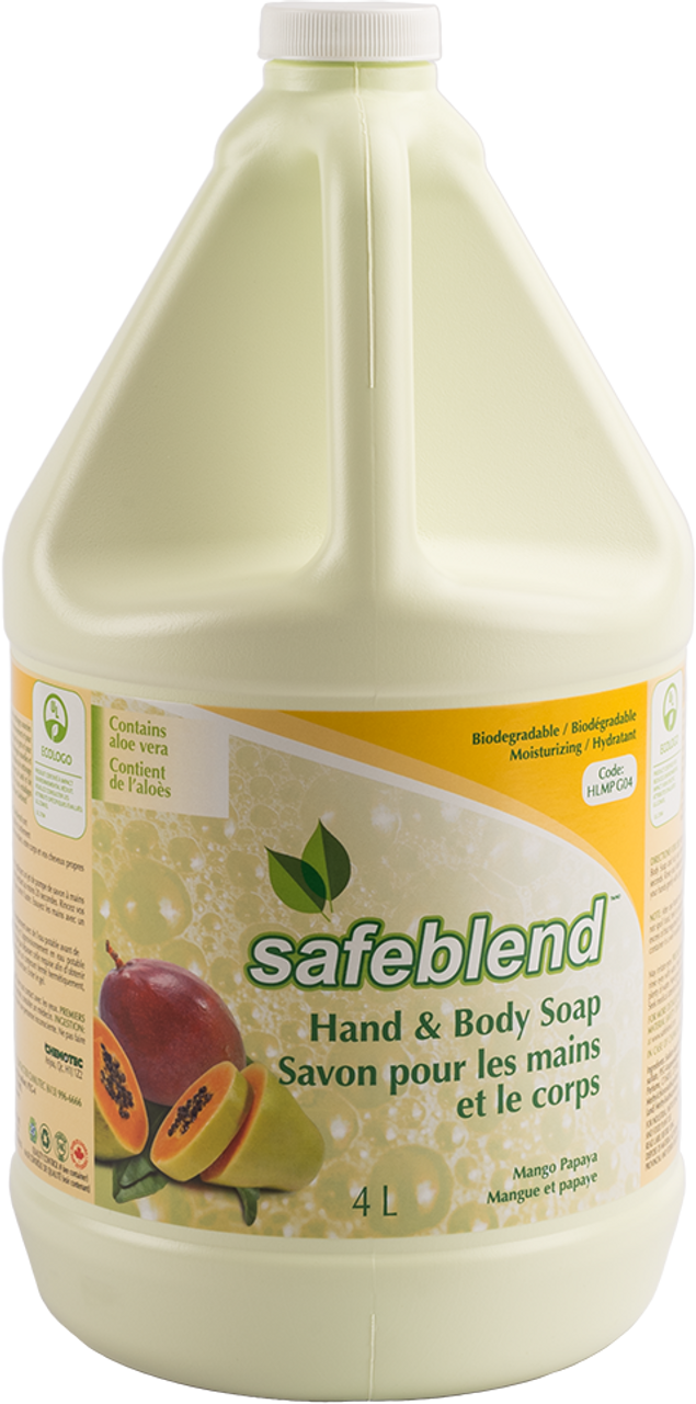 Safeblend Hand & Body Soap (Lotion, Mango Papaya Scent, with Aloe Vera) 4L