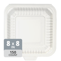 SavyPak Hinged PP Take-Out (8 x 8 x 3in, 1 Comp), 150 Count
