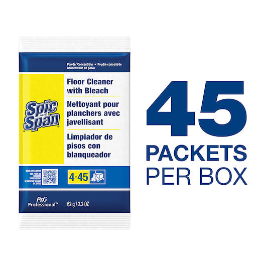 Spic & Span Floor Cleaner W/Bleach Concentrate Powder Packet 62g - 45 Pack