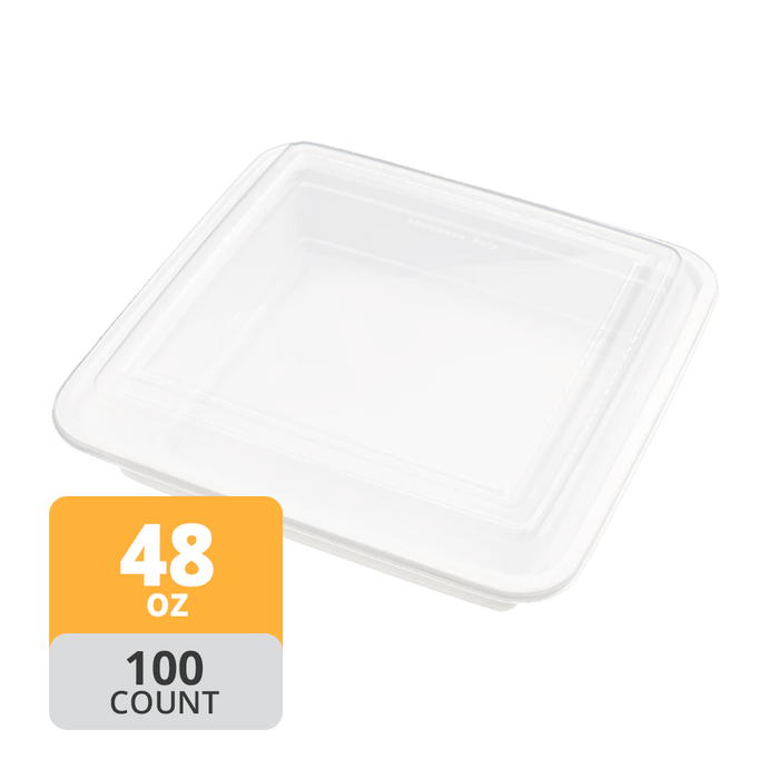 Square PP Container & Lid (48oz, Premium), 100 Count