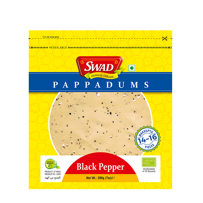 Swad Papad Black Pepper 200g, 80 Count