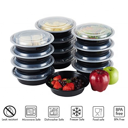 UltraBox Round 6in PP Container & Lid (16oz, Ultra, Black), 150 Count