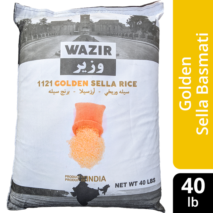 Wazir Premium Basmati 1121 Golden Sella Rice, 40lb/18.1kg