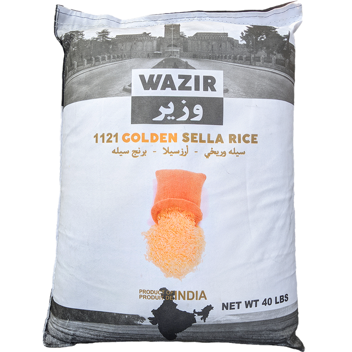 Wazir Premium Basmati 1121 Golden Sella Rice, 40lb/18.1kg